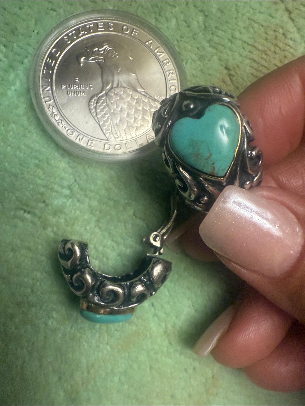 Dian Malouf Sterling Silver Heart Turquoise Drop Earrings - Turquoise
